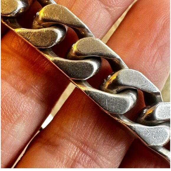 Gucci sterling silver cuban link chain bracelet with interlocking G - Picture 12 of 14